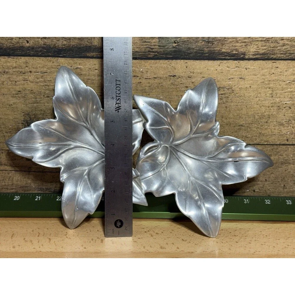 🔥 RARE Vtg Bruce Fox Designs Pewter Signed Double Leaves 12”x7”